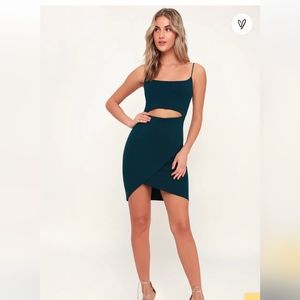 Cutout On The Town Dark Teal Cutout Bodycon Dress